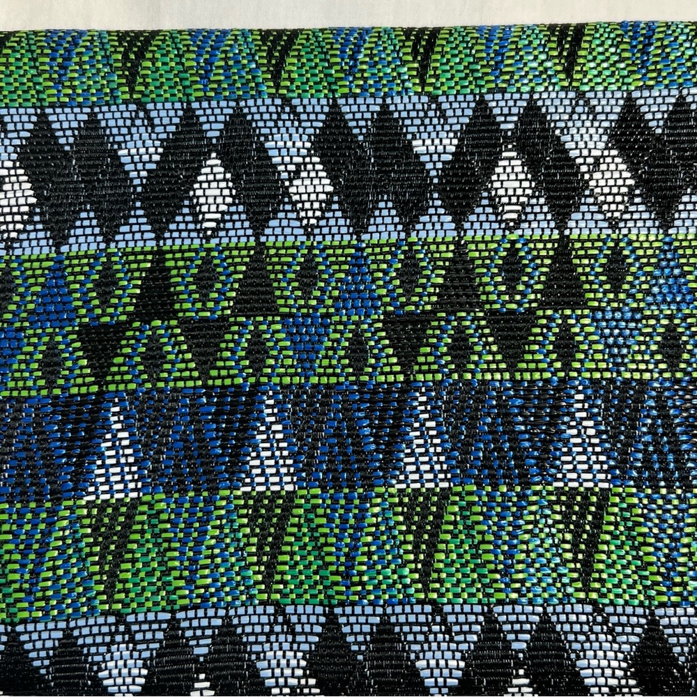 Woven‎ Clutch Bag Wristlet Blue/Green/Black Geometric Abstract Pattern - Picture 11 of 15